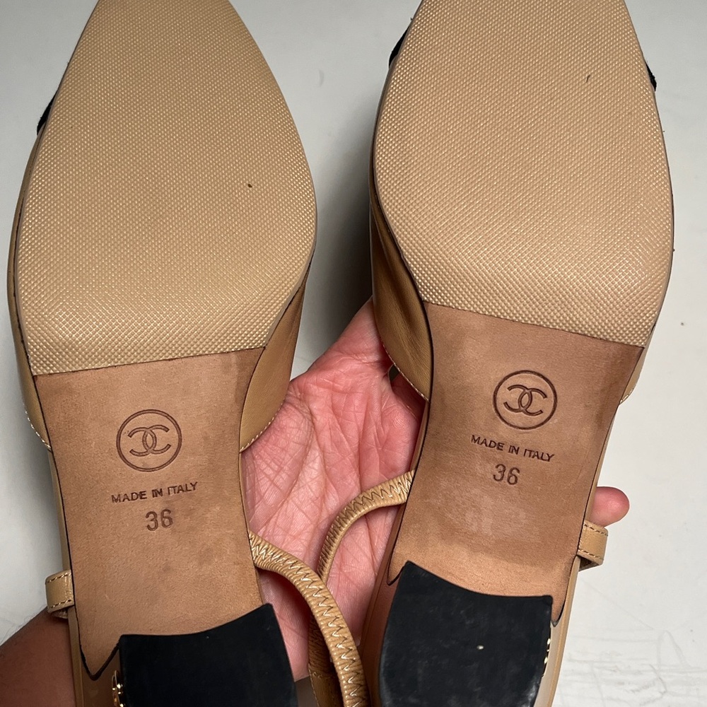 CHANEL Beige and Black Heels - Picture 6 of 10